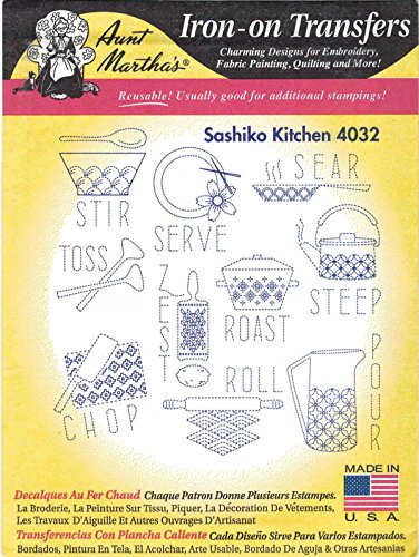Sashiko Kitchen Aunt Martha's Hot Iron Embroidery Transfer