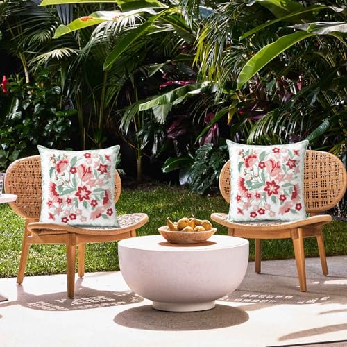Set of 2 Embroidered Decorative Throw Pillow Covers Couch Square Pillowcases Cushion for Bedroom Sofa Farmhouse Decor 18x18 Inch (Angel Flower) - color: Angel Flower