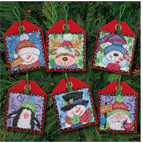 Dimensions Counted Cross Stitch Christmas Pals Ornament Kit, 6 pcs