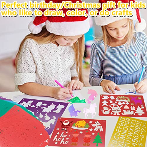 Stencils for Kids,35 PCS Drawing Stencils Templates Kids Reusable Plastic Stencils with Variety of Themes/Shapes,Girls Boys Christmas Birthday Gift - color: Multi 35PCS