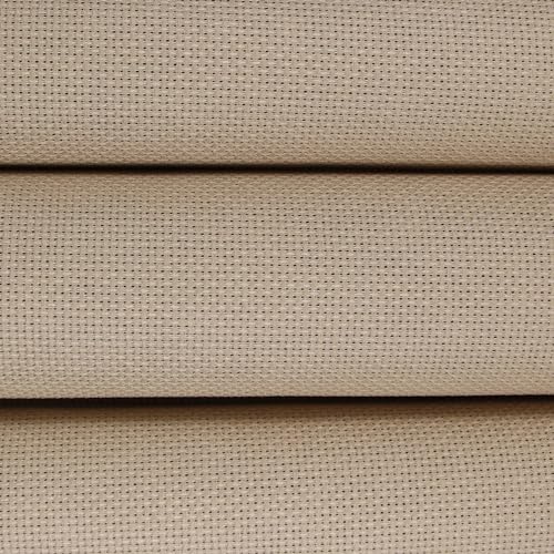 KCS 3 pc of 15" x 18" Counted Cross Stitch Cotton Aida Cloth Needlework Fabric (Khaki, 16CT) - color: Khaki, size: 16CT