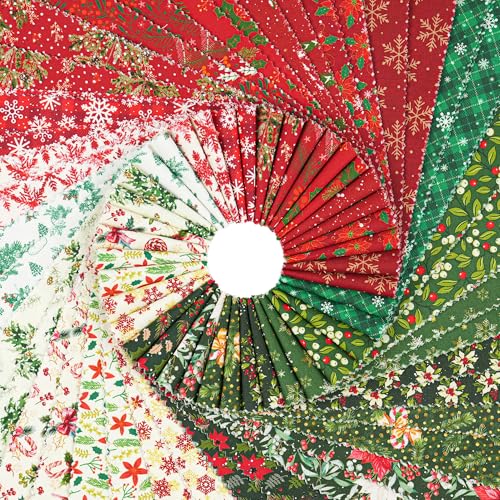 Craftido-20 Options-100% Cotton Jelly Roll Fabric Precut Strips for Quilting, Crafting, and Sewing, 40 Strips 2.5" x 44" Assorted Bundles for Rugs, Quilts, DIY Crafts and Home Decor-Winter Christmas - color: Winter Christmas