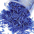 4000 Pcs Dark Blue Glass Bugle Beads, 2 x 7 mm Embroidery Beads, Small Long Tube Seed Beads for Embroidery Craft Jewelry Making - color: Dark Blue