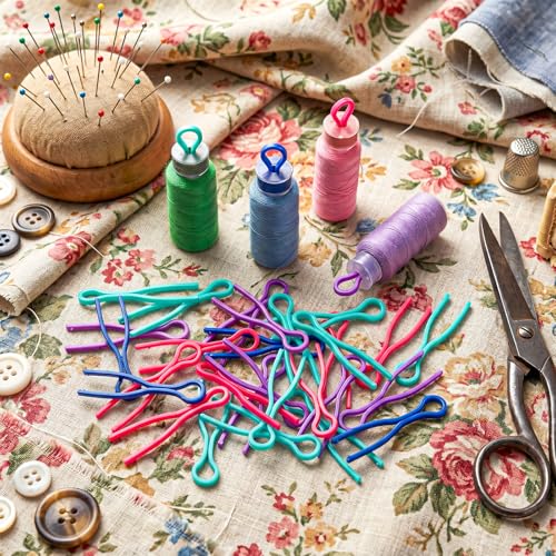 100 Pcs Sewing Bobbin Thread Holder, Keep Your Bobbin Threads Matched Up Plastic Bobbins Clips Sewing Machine Quilting Supplies Sewing Notions for Thread Spool Organizing Embroidery Quilting