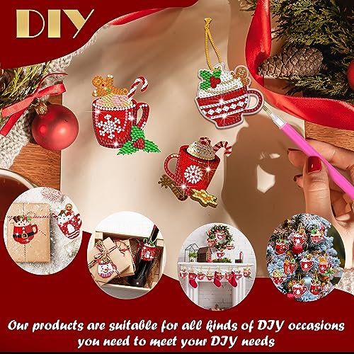 Skylety 20 Pcs Hot Cocoa Diamond Art Ornaments for DIY Gifts