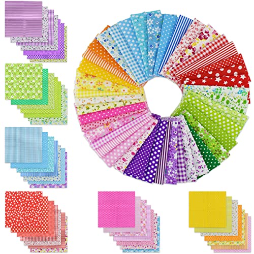 42 Pcs 9.8 x 9.8 Inches Cotton Fabric Sewing Patchwork Squares Quilting Bundles Different Pattern Cloths for Sewing DIY Art Work Supplies Scrapbooking Quilting by Renashed - color: Green/Red/Blue/Pink/Purple/Yellow