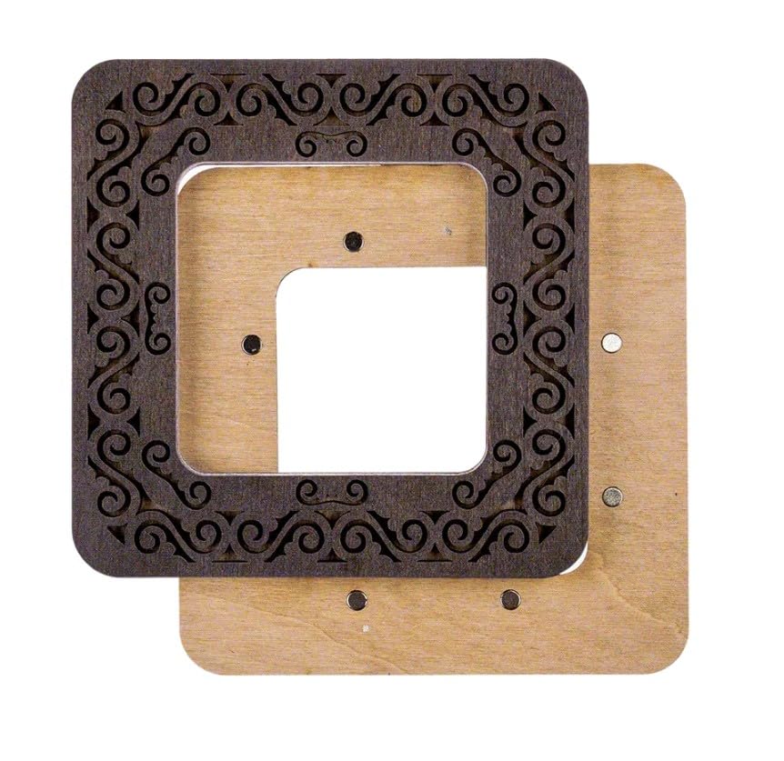 Small Hoop with Magnetic Holders from Plywood for Embroidery and Cross Stitching, MP-007 Size(2.6x2.6 in) (Dark) - color: Dark