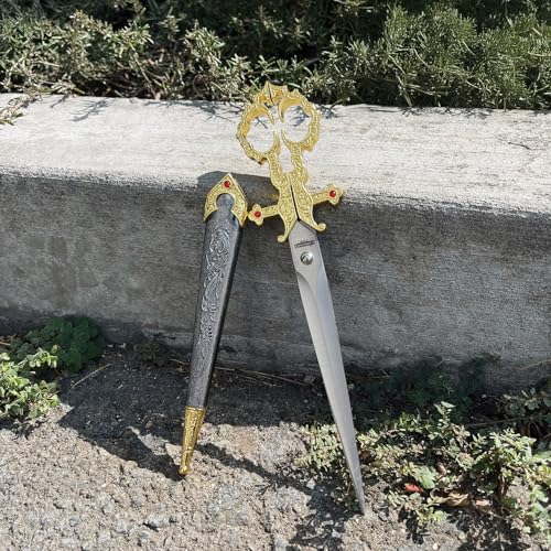 Fantasy Edge Medieval Decorative Scissors with Sheath Cover – Vintage Renaissance Style Craft Scissors for Sewing, Display, Office Décor, Collectors, and Unique Gift Ideas