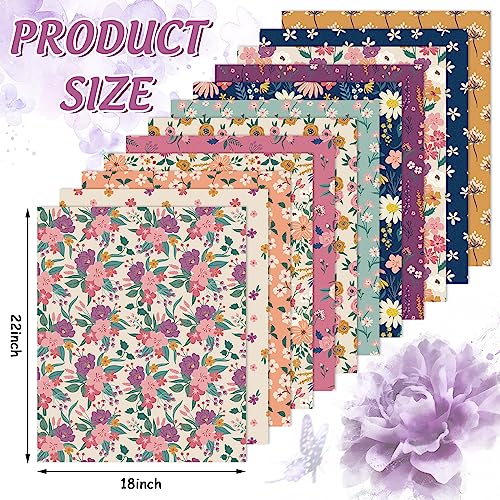 Whaline 12 Pcs Retro Floral Cotton Fabric Bundles 18 x 22 Inch Wildflower Fat Quarters Vintage Flower Quilting Patchwork Sewing Fabrics for Home School DIY Handmade Craft Party Decor - size: 18 x 22 inch