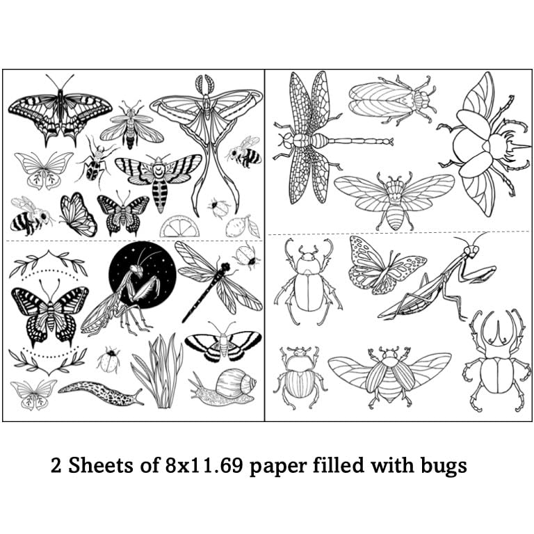 Water Soluble Embroidery Patterns Stabilizers, Stick and Stitch Embroidery Transfers Paper Tear Away Embroidery Stabilizer with Fun Designs for Stitching (Bugs and Beetles x2) - color: Bugs and Beetles x2