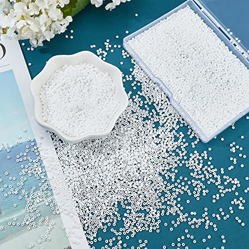 PandaHall Elite 6000 Pcs 11/0 Glass Seed Beads Opaque White Round Pony Bead Waist Beads Mini Spacer Beads Diameter 2mm for Bracelet Jewelry Making - color: White-6000 Pcs