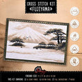 Povitrulya Hand Embroidery Kit for Adults 'Fujiyama' - 11" х7.1, 16-ct Aida Cloth - Counted Cross Stitch Set with Japanese Fuji Mountain Landscape Pattern, Housewarming Gift for Home Decor - size: Fujiyama - 11" х 7,1" (28 х 18 cm)