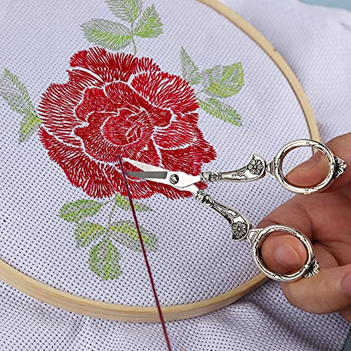 BUTUZE Embroidery Scissors Kit, European Antique Vintage Sewing Kit, Complete Vintage Sewing Tools with Embroidery Scissors, Original Case, Sewing Needle Case, Awl for Sewing, Craft, Needlework - color: Silver