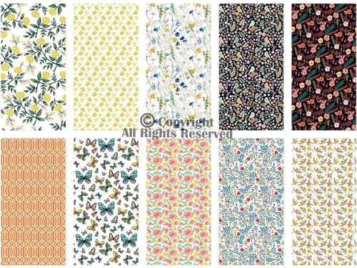 Craftido -25 Options- 100% Cotton Quilting Fabric Bundles 10pcs Fat Quarters 18”x21”-Medium Weight 5.2 oz- Soft Cotton for Quilting, Sewing Project, Patchwork, DIY Crafts – Secret Garden - color: Secret Garden
