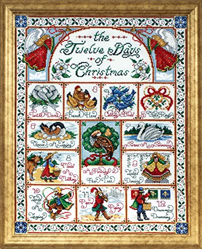 Design Works Crafts 5435 12 Days of Christmas Counted Cross Stitch Kit, 14 by 18" , White