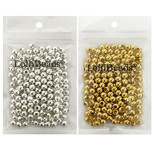 (R) Gold and Silver Plated Smooth Round Metal Beads Mixed Color 6 mm 300/300 Total 600 Pcs - color: Gold/Silver 600 Pcs 6mm