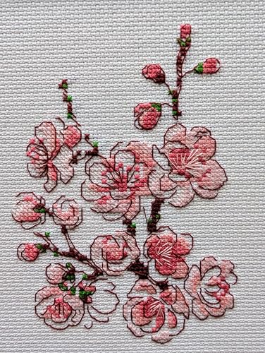 RIOLIS 1818 Branch of Sakura Counted Cross Stitch Kit 5 x 6.25 in - style: The Branch of Sakura 1818
