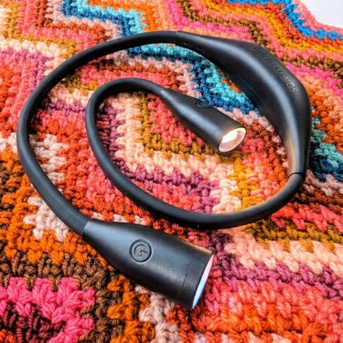 Lumos Knitting Light, Crafter Light Around Neck for Knitters and Crocheters, 3 Colors & Adjustable Brightness. Portable, Wearable, Rechargeable&Long Lasting (Black) - color: Black