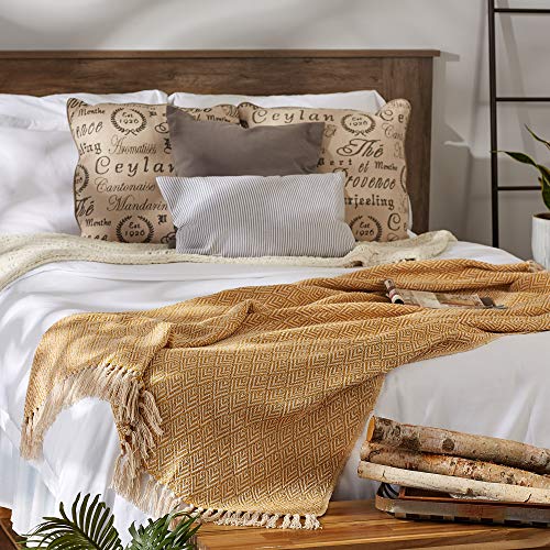 DII Diamond Throw Collection Cotton Woven, 50x60, Honey Gold - color: Honey Gold
