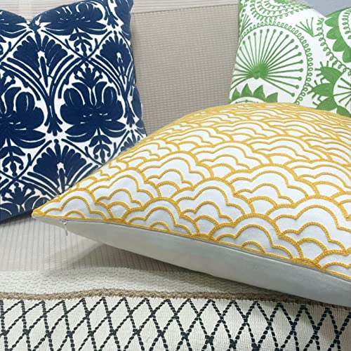 Slow Cow Embroidered Throw Pillow Cover 18 x 18 Inch Yellow - color: Yellow Ice Cream, size: 18" x 18" (Pack of 1)