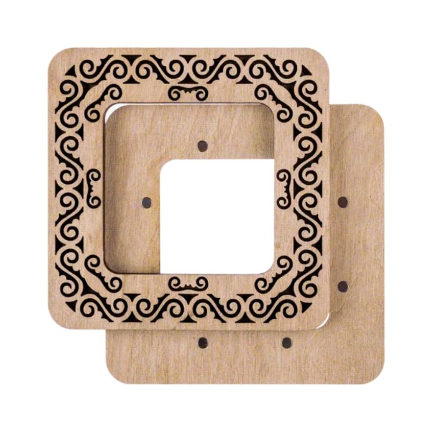 Small Hoop with Magnetic Holders from Plywood for Embroidery and Cross Stitching, MP-003 Light (2.6x2.6 in) - color: Light