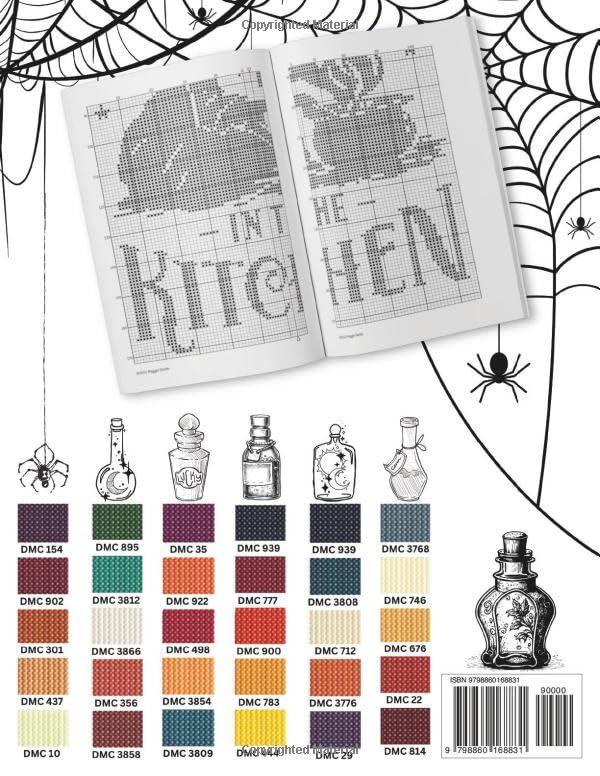Witch's Kitchen | Counted Cross Stitch Pattern Book: 10 Cute Quotes for Your Spooky Halloween Projects