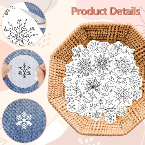 GLOBLELAND 4 Sheets Christmas Snowflake Water Soluble Embroidery Pattern - color: Christmas Snowflake