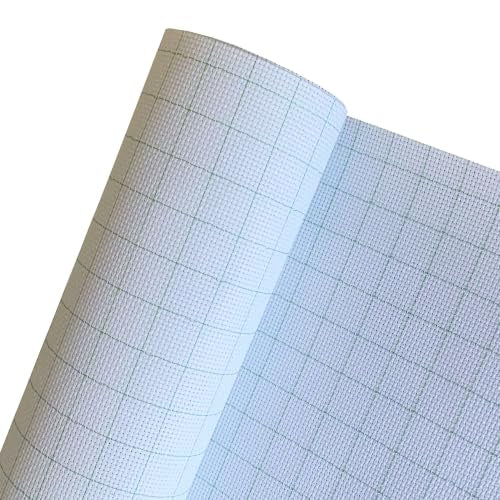 14CT Easy Count Thread Grid Aida Cloth Embroidery Cross Stitch Fabric, Green Grid, 29" W x 39" L - size: W29" x L39"