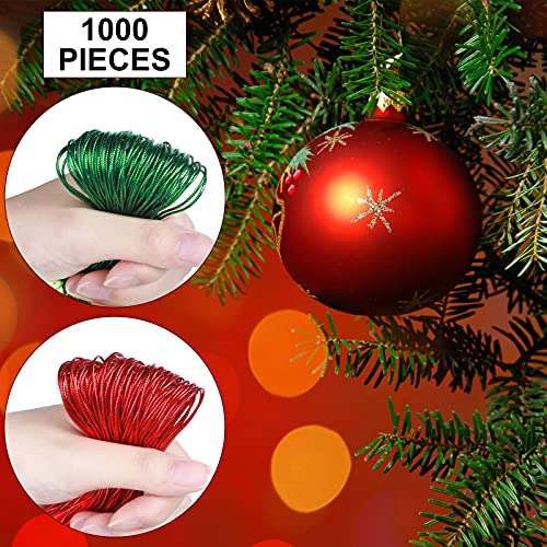 Shappy 1000 Pcs Christmas Ornament Hooks, Red, Green - color: Red, Green