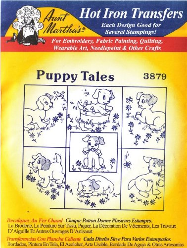 Puppy Tales Aunt Martha's Hot Iron Embroidery Transfer