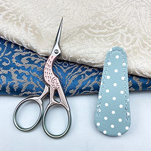 Weabetfu 3.6-inch Embroidery Crafting Scissors with Leather Cover - Pink - color: Pink