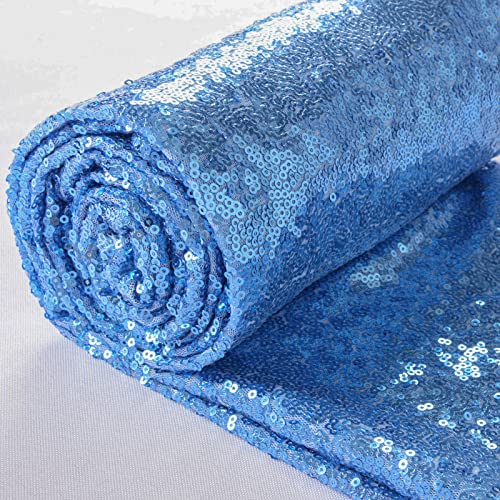 ShiDianYi Baby Blue Sequin Fabric by The Yard - 15 Feet (5 Yards) Glitter Mesh Material for Dresses, Sewing, Backdrops，Sparkle Tablecloth - color: Baby Blue, size: 5 Yard