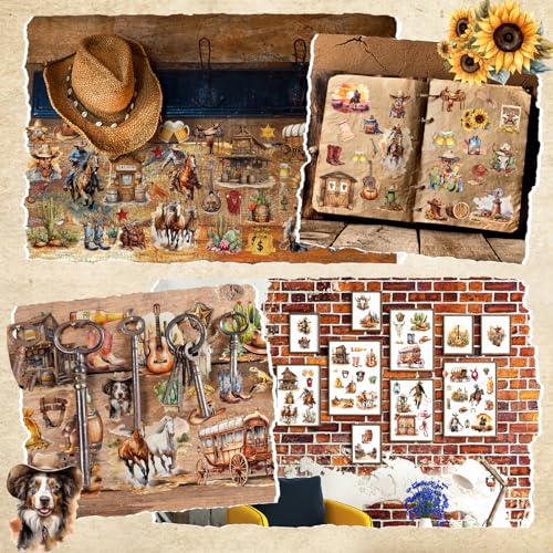 BBTO 12 Sheets Rub on Transfers for Crafts Wood Furniture DIY, 5.5" x 5.7" - style: Cowboy
