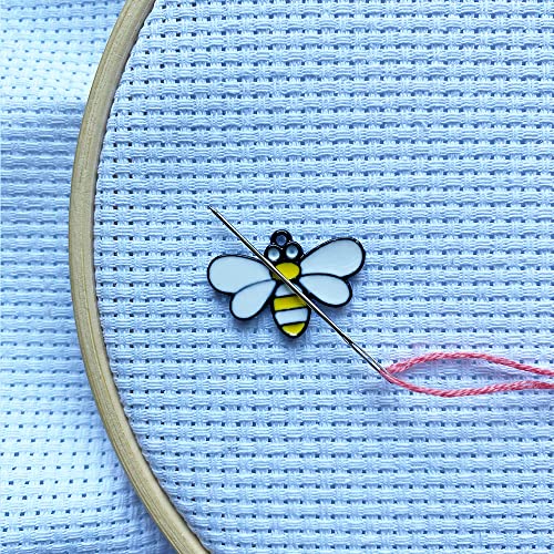 Bee Needle Minders for Cross Stitch, The Set of 2 Magnetic Needle Nanny, Embroidery Needlework Accessories