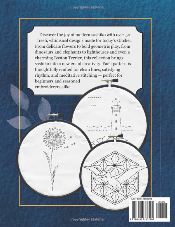 Modern Sashiko Embroidery Templates 50 Plus Designs (Nana Bumblebee's Embroidery Books)