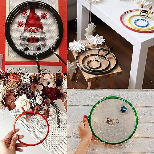 Nurge Metal Embroidery Hoops - Premium Spring Tension Embroidery Hoop for Cross Stitch - Durable Ring with Quick Release Safety Clip - Ideal for Crafters,Beginners & Professionals - Red - Large - color: Red, size: Large