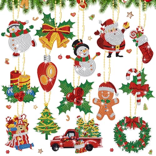 Equsion 14 Pcs Christmas Diamond Art Ornaments Christmas Diamond Painting