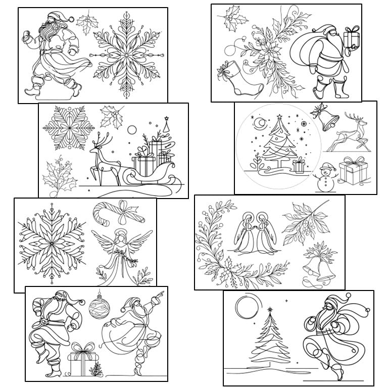 Water Soluble Embroidery Patterns Stabilizers, Stick and Stitch Embroidery Transfers Paper Tear Away Embroidery Stabilizer with Fun Designs for Stitching (Xmas Lines X3) - color: xmas lines X3