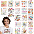 Dazoratix DTF Transfers Ready to Press - 20 Sheets Floral Inspirational Iron on Patches Flowers Kindness Positive Heat Stickers Vinyl Decals for T Shirts Clothes Bag Hat Pillow DIY Crafts Decorations - style: Floral Inspirational