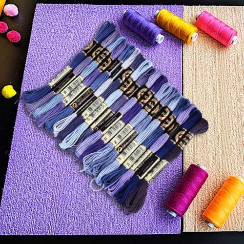 18 Skeins 6 Strands Blue Cross Stitch Thread Variegated Gradient Embroidery Floss Needlepoint Friendship Bracelet String Yarn Threads Bulk for Hand Sewing Bracelets Needlecraft Stitching DIY - color: Blue