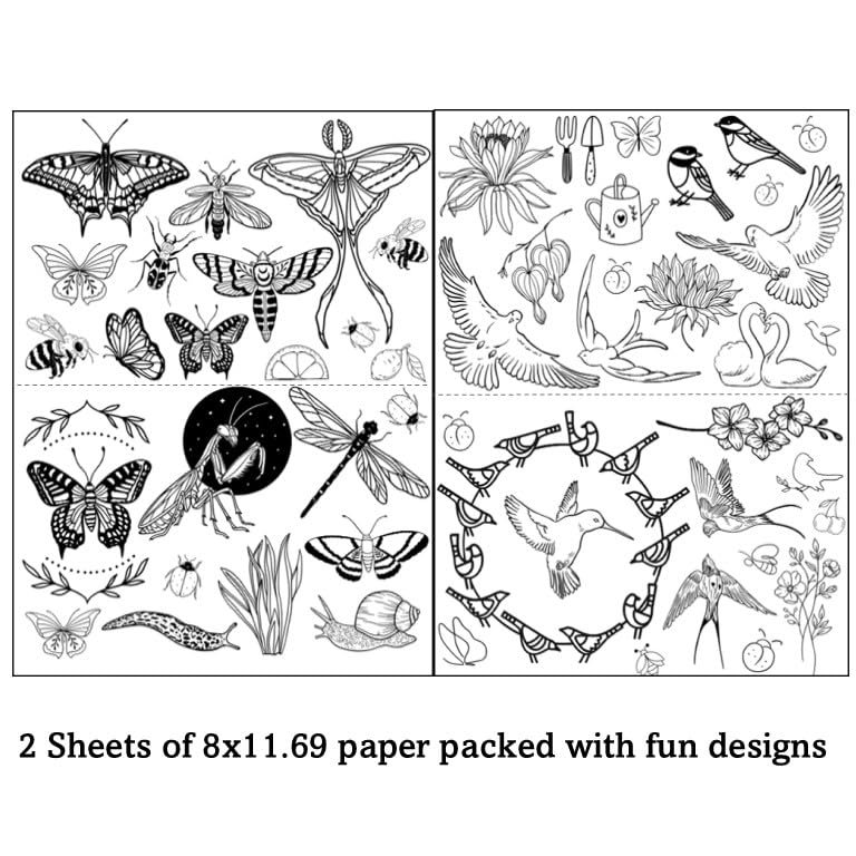 Water Soluble Embroidery Patterns Stabilizers, Stick and Stitch Embroidery Transfers Paper Tear Away Embroidery Stabilizer with Fun Designs for Stitching (Bugs and Gardening x2) - color: Bugs and Gardening x2