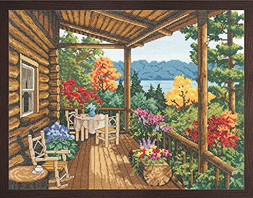 Log Cabin Covered Porch Counted Cross Stitch Kit