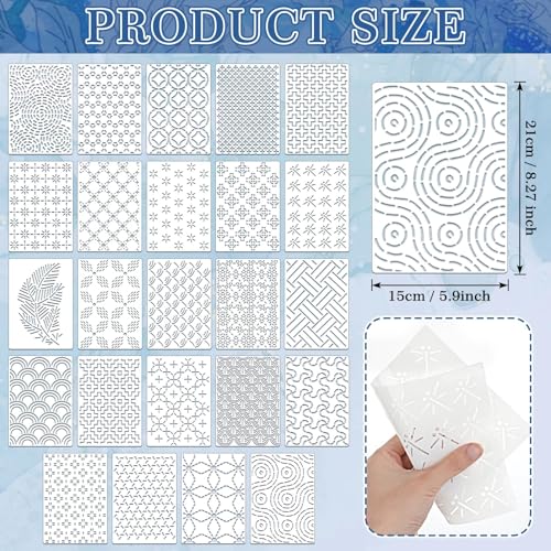 41Pcs Sashiko Stencil Kit for for Hand Quilting and Embroidery