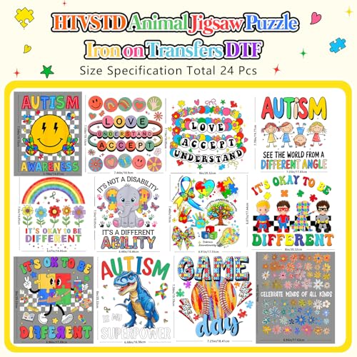 24 Sheets Animal Jigsaw Puzzle Iron on Transfers DTF Transfers - color: Independence Day-12