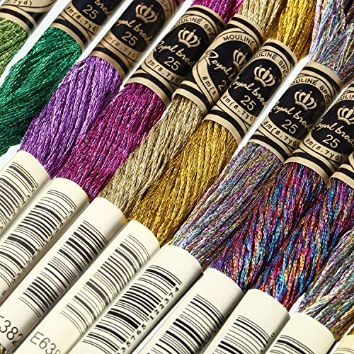 WILLBOND 24 Pcs Metallic Embroidery Floss Cotton Stitch Embroidery Thread Skein Threads Glitter Embroidery Thread Cross Stitch Thread for Friendship Bracelets DIY Thread Crafts(Classic Color) - color: Classic Color