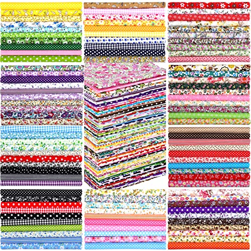 Moukeren 100 Pcs 8 x 8 Inch Cotton Fabric Squares, Pre Cut Quilting Bundle - size: 8 x 8 Inch