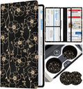 Slohif Car Registration and Insurance Holder with 2 Car Coasters, Elegant - color: Black Floral
