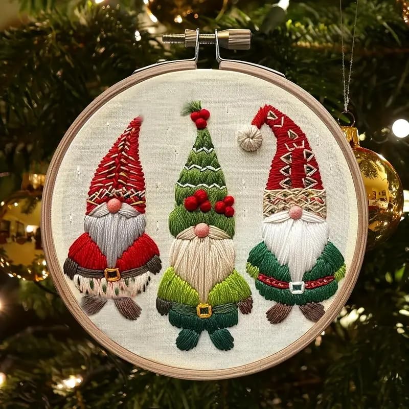 Huacan Embroidery Kits for Adults Beginner DIY Cross Stitch Stamped Christmas Pattern Stitching Sewing Kit 1 Piece 7.8 x 7.8 Inch (Santa Claus) - color: Santa Claus