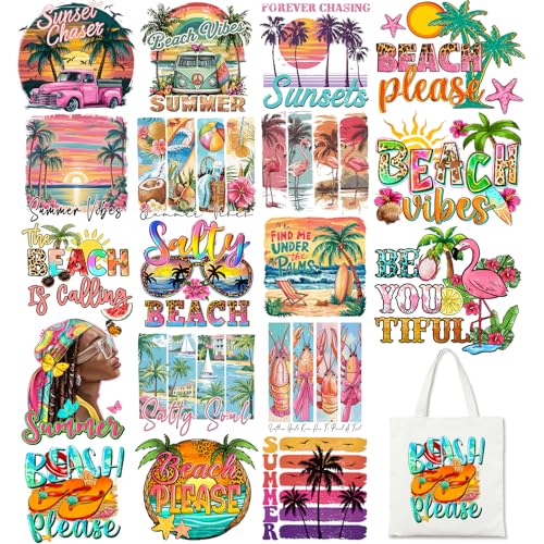 Summer Iron on Transfers Heat Transfer Viny 18pcs - color: Pink-20