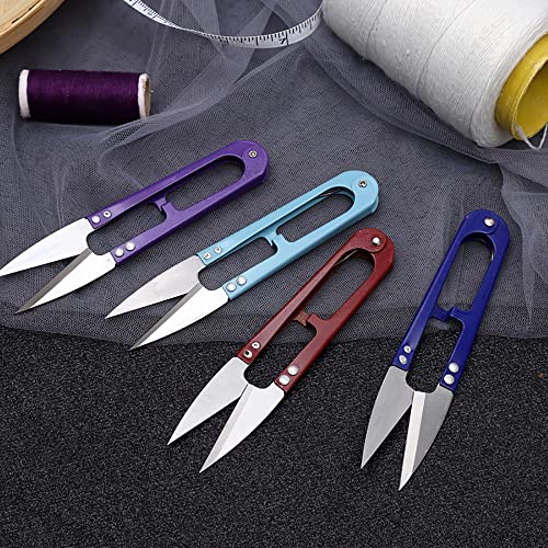 Thread Snips Sewing Scissors 4.9'', 6PCS Small Trimming Clippers U Shape Yarn Cutter for Embroidery Cross Stitch Sewing Craft Supplies(COLOR RANDOM)